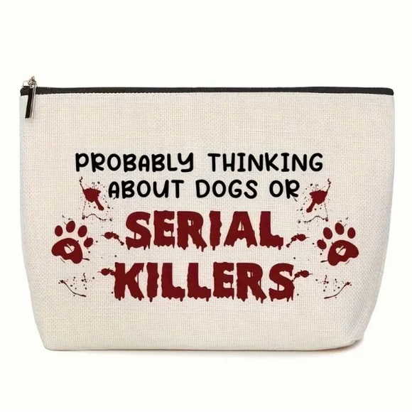 White and Red Graphic Pouch Cosmetic Bag, NEW - Picture 6 of 6